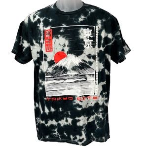 Bowery Supply Co Tie Dye Short Sleeve Graphic T-Shirt Tokyo City Japan Men Large